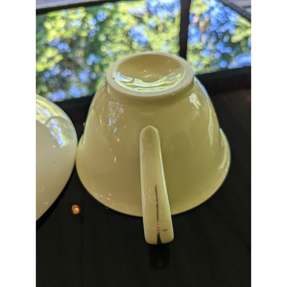 Taylor Smith & T Leaf O'Gold Vtg Footed Cup & Saucer set of 2 Yellow MapleLeaf - Picture 8 of 15